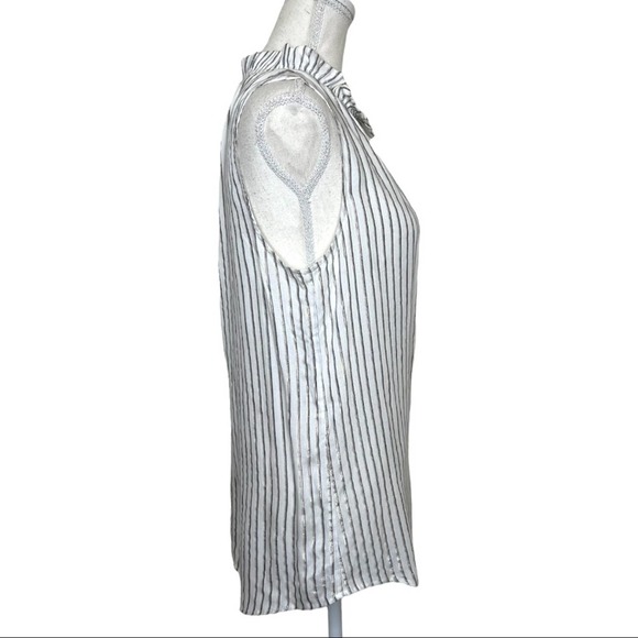 Banana Republic Striped Drama Neck Ruffled Striped Blouse small - Picture 2 of 10